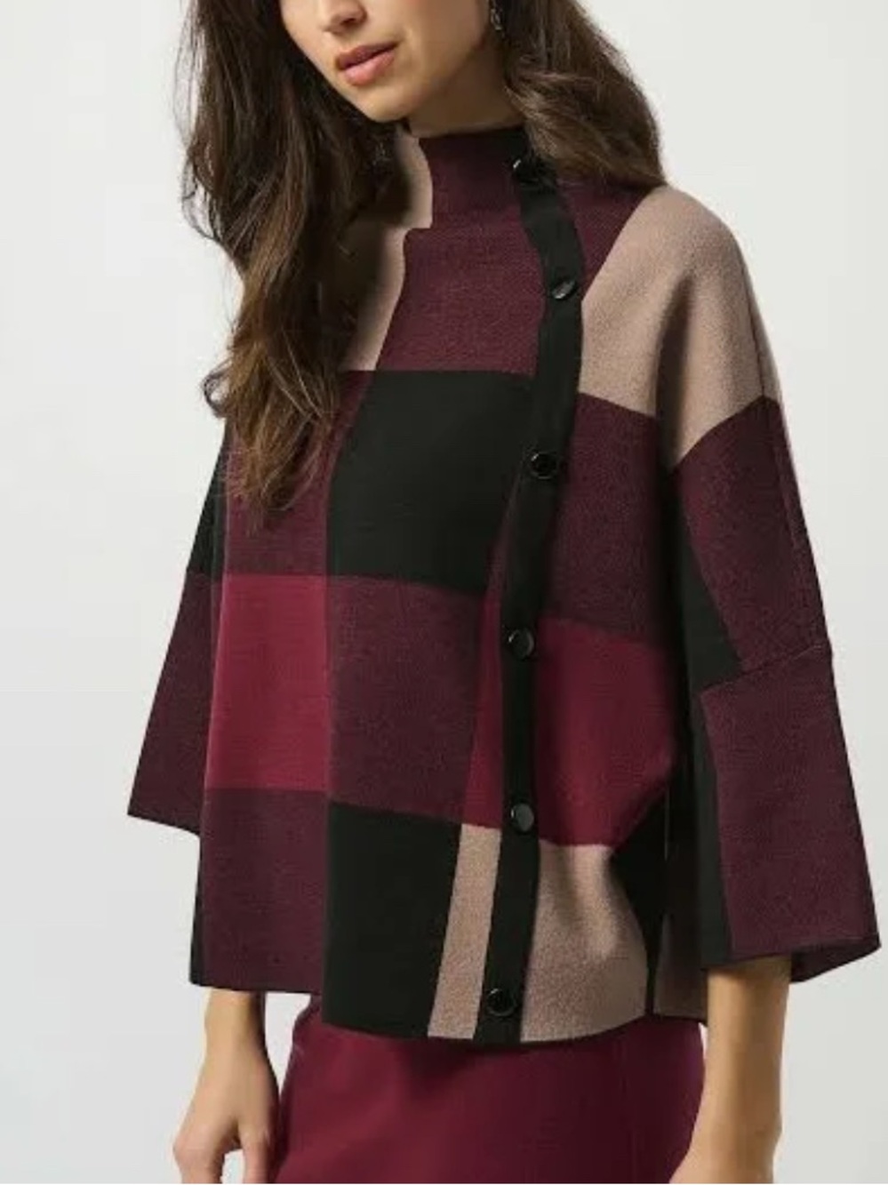 Joseph Ribkoff Plaid Jacquard Sweater Knit Top Style 243948 new with tags!